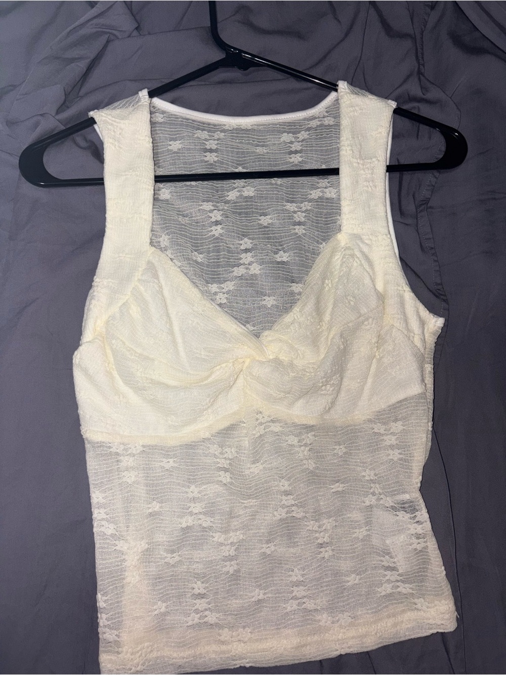 SHEIN Cream Lace Twist-Front Camisole